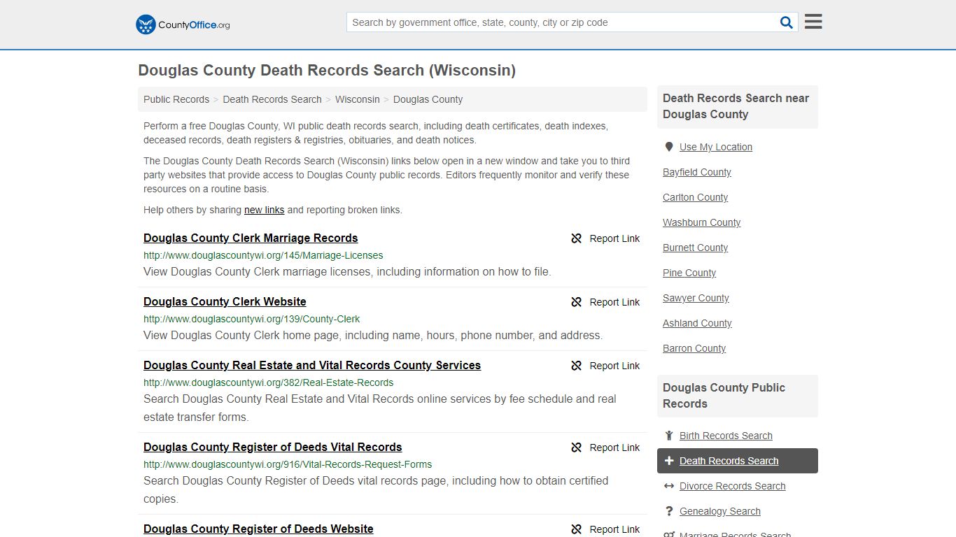 Death Records Search - Douglas County, WI (Death ...