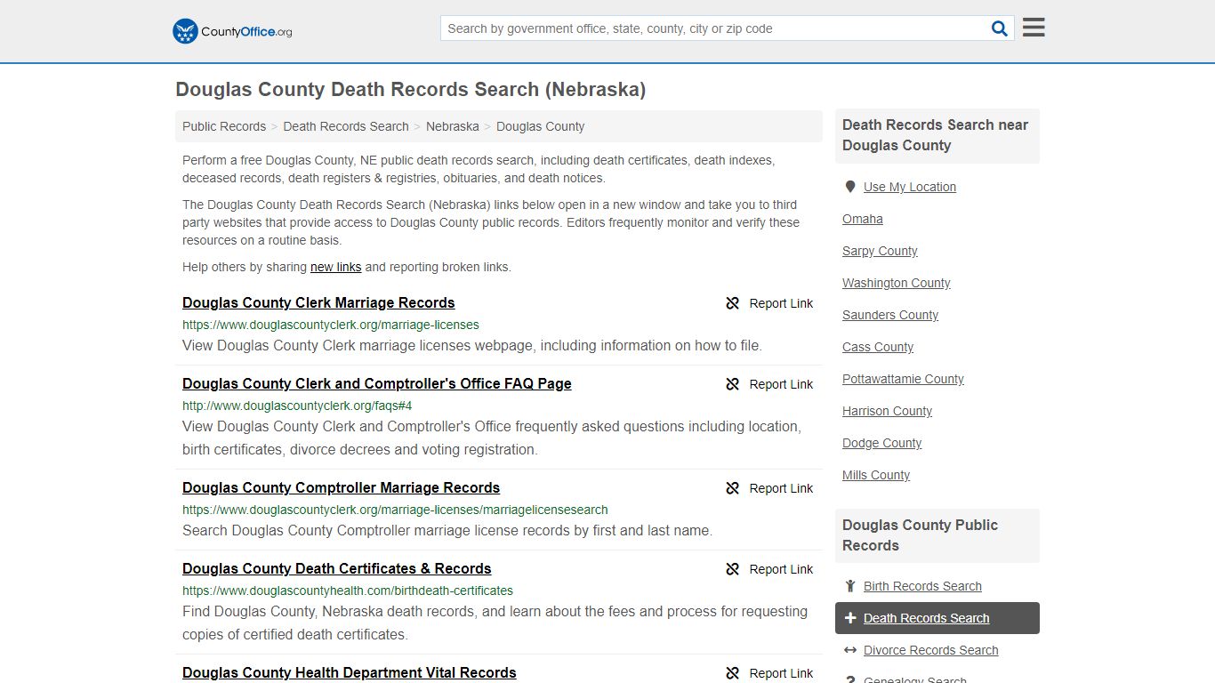 Death Records Search - Douglas County, NE (Death ...