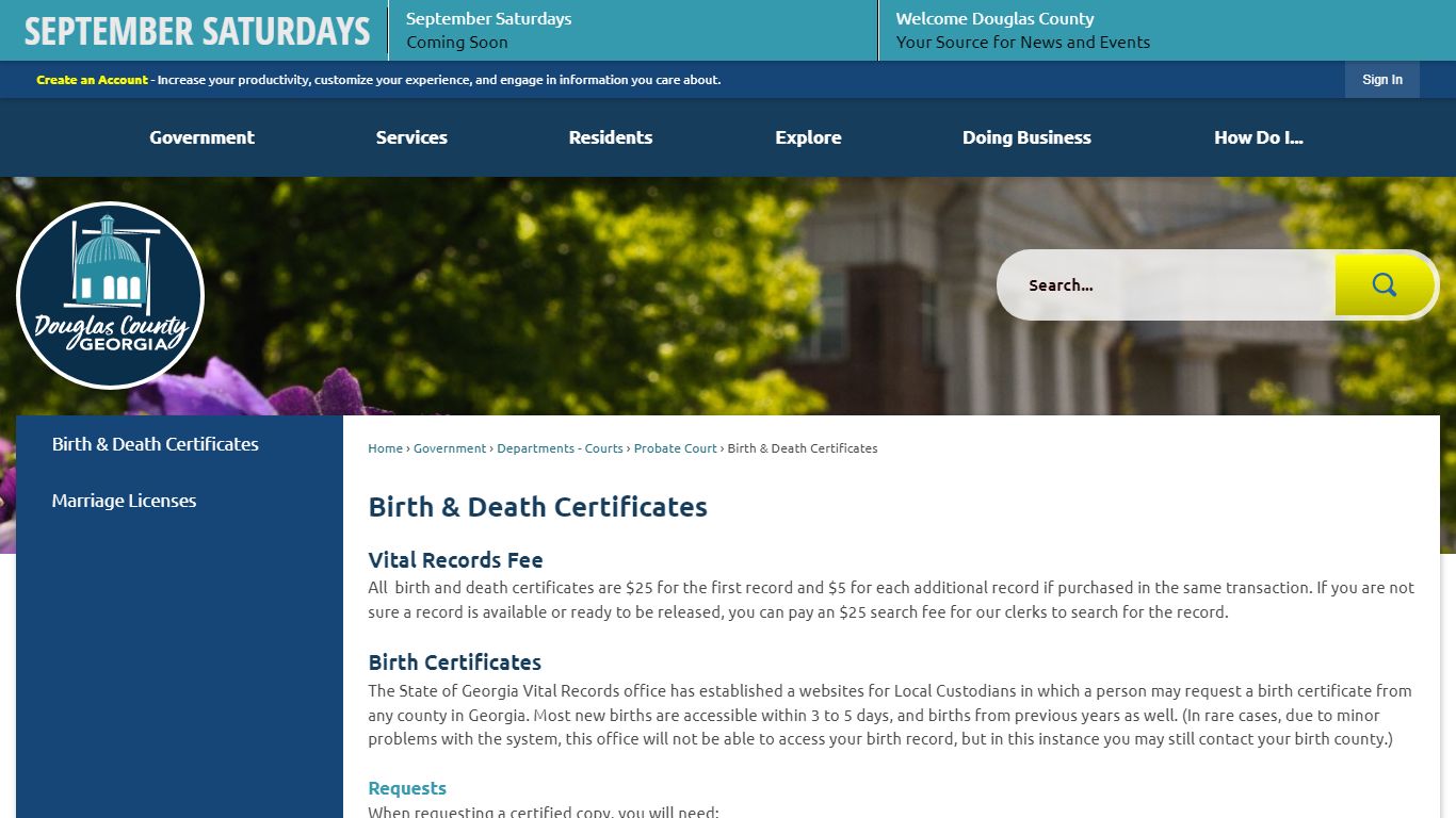 Birth & Death Certificates | Douglas County, GA